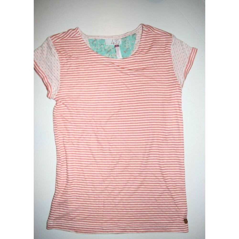 NWOT MATILDA JANE 435 CORAL OFF WHITE STRIPED POLKA DOT TOP SHIRT SIZE 8